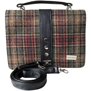 MUCROSS WEAVERS Irish Tweed Wool green & red Fiona Top Handle Crossbody